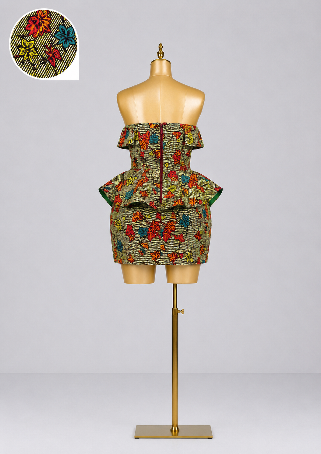 Aba Autumn Bloom Heritage Off-Shoulder Peplum Dress