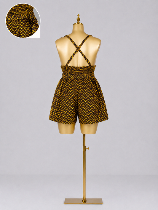 Zahra Golden Eclipse Heritage African Print Romper