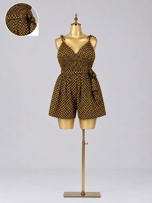 Zahra Golden Eclipse Heritage African Print Romper