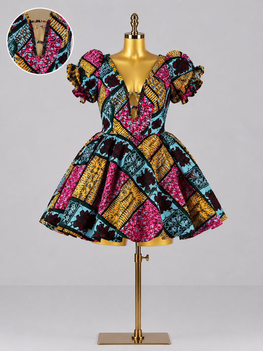 Zola Mosaic Bloom African Print Dress