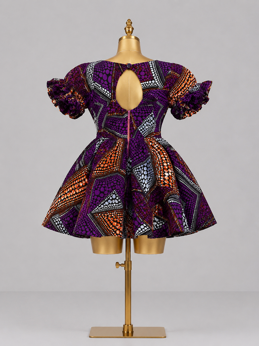 Nia Royal Amethyst African Print Dress