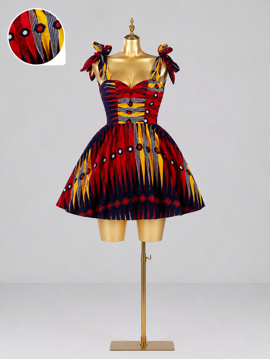 Abeni Flame Heritage Bold African Print Couture Dress